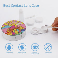 Colorful compact lens case with mirror and accessories