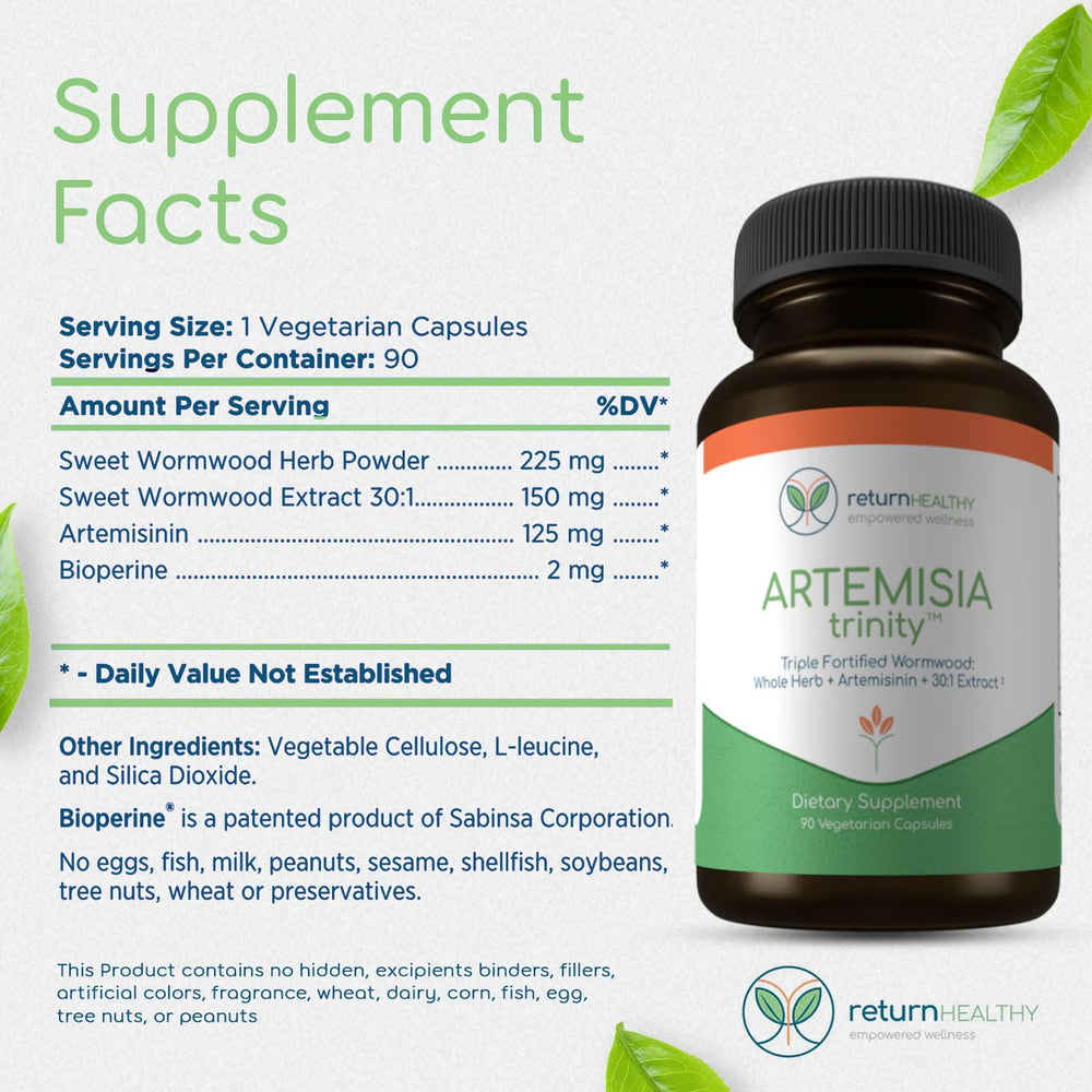 Return Healthy Artemisia Trinity artemisinin highlight suggests targeted support.