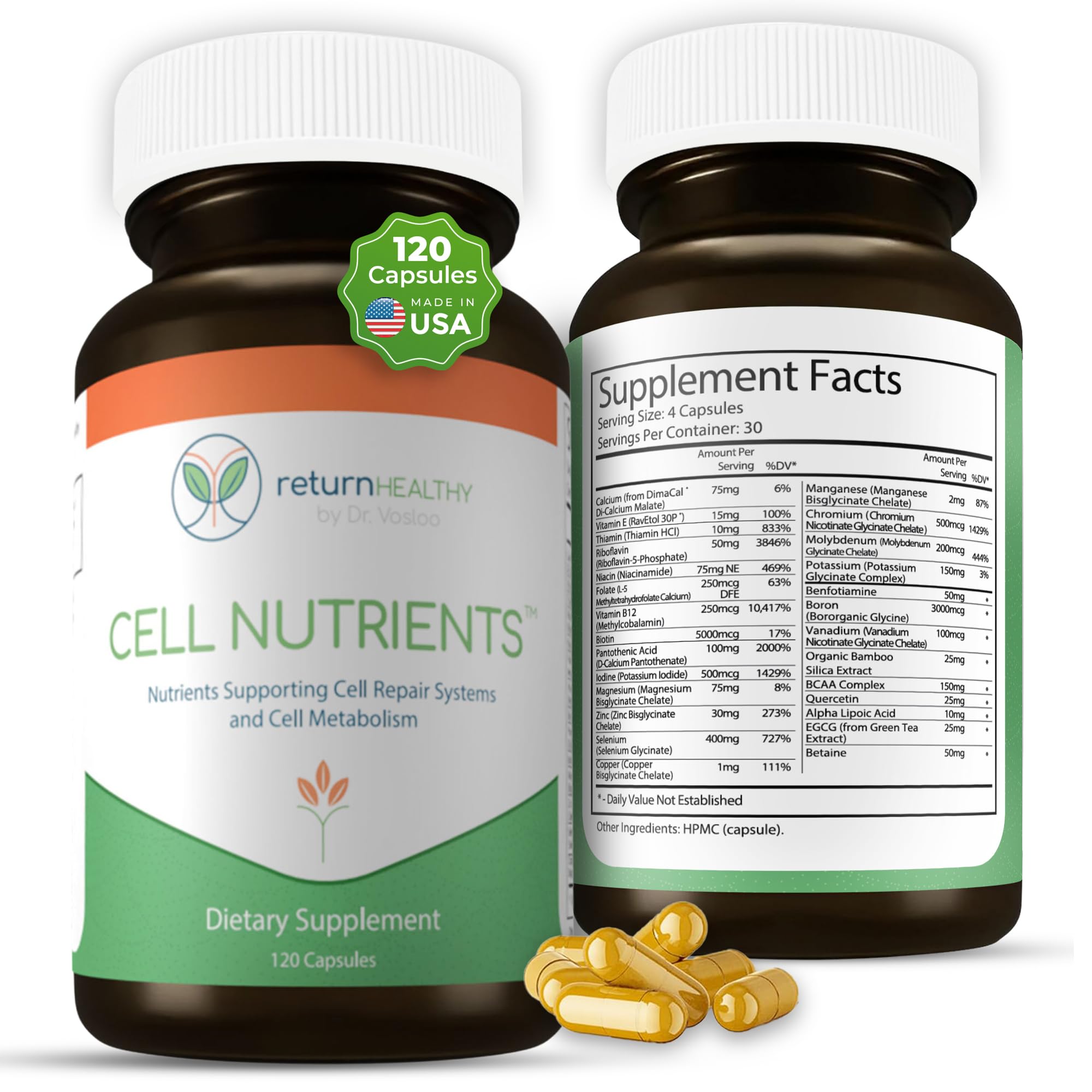 Bottle of Return Healthy Cell Nutrients with label