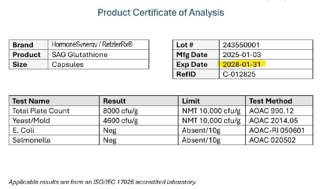 100 mg per capsule RetzlerRx S-Acetyl Glutathione capsule