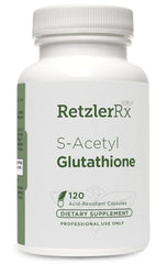 Side view of RetzlerRx S-Acetyl Glutathione bottle