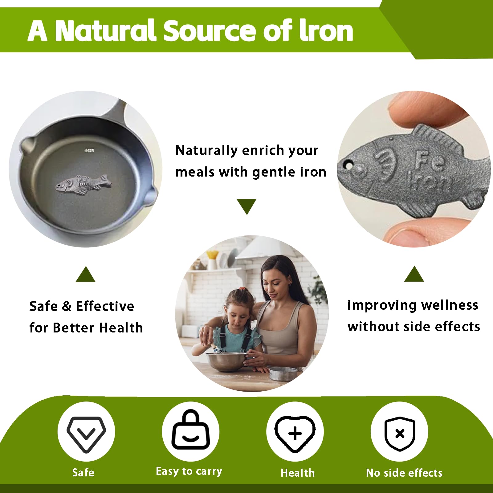 Reusable eco-friendly cast iron iron fish