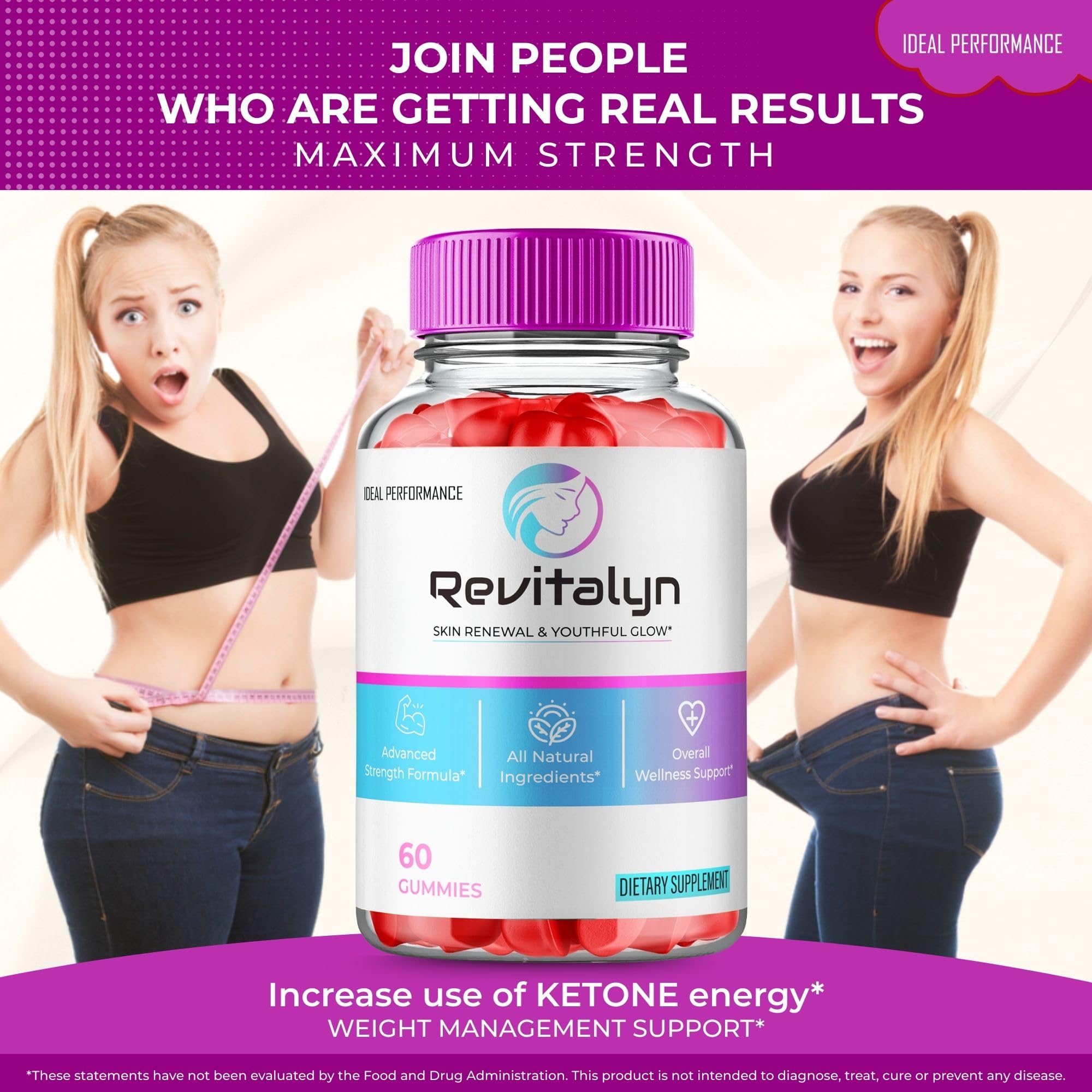 Gummy supplement visuals with Revitalyn branding
