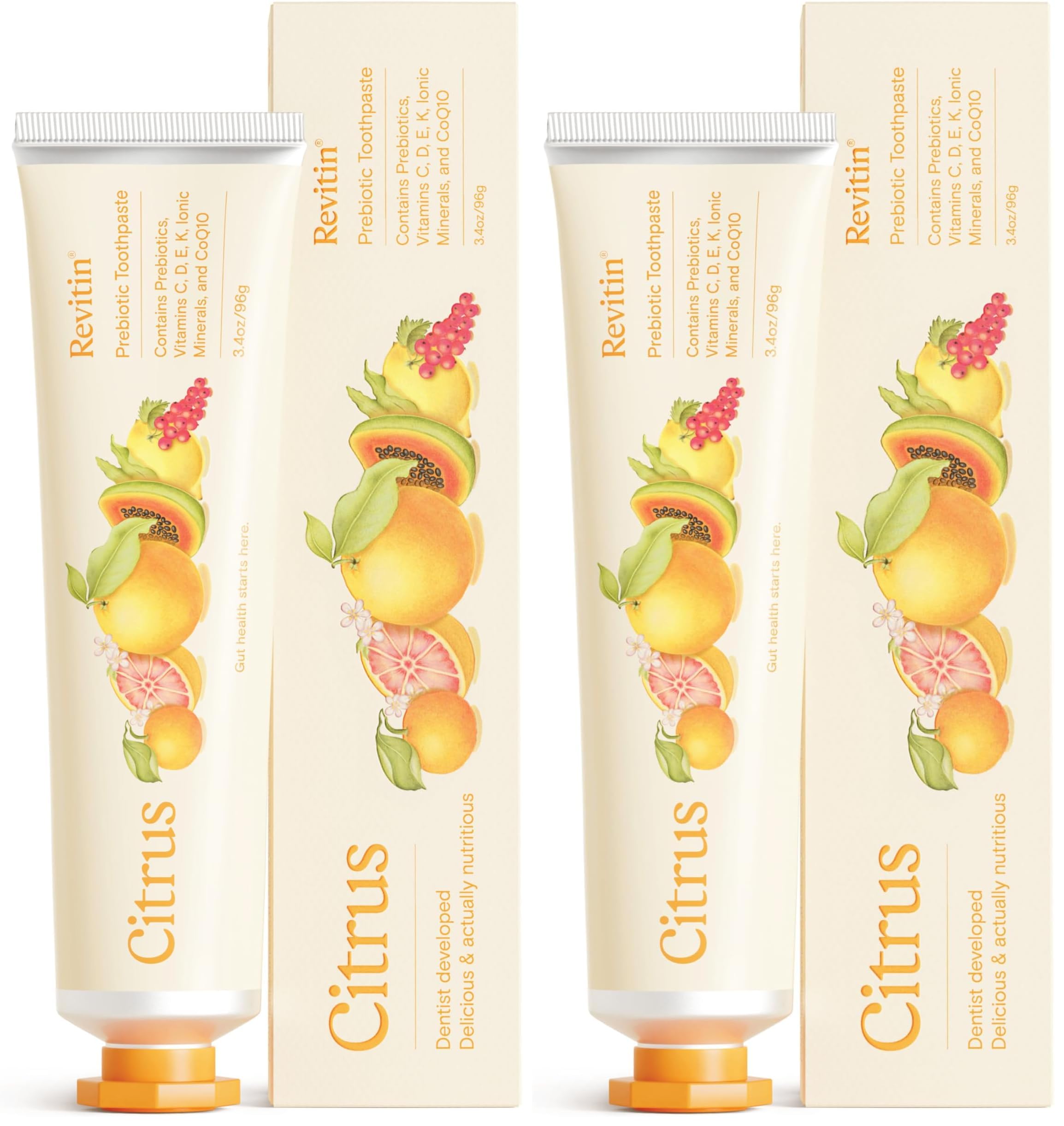 Revitin Toothpaste Pack (2 tubes) – fluoride-free prebiotic citrus