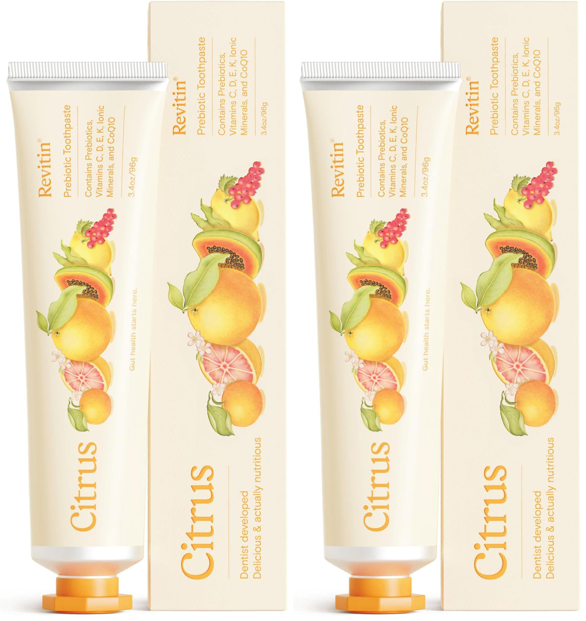 Revitin Toothpaste Pack (2 tubes) – fluoride-free prebiotic citrus