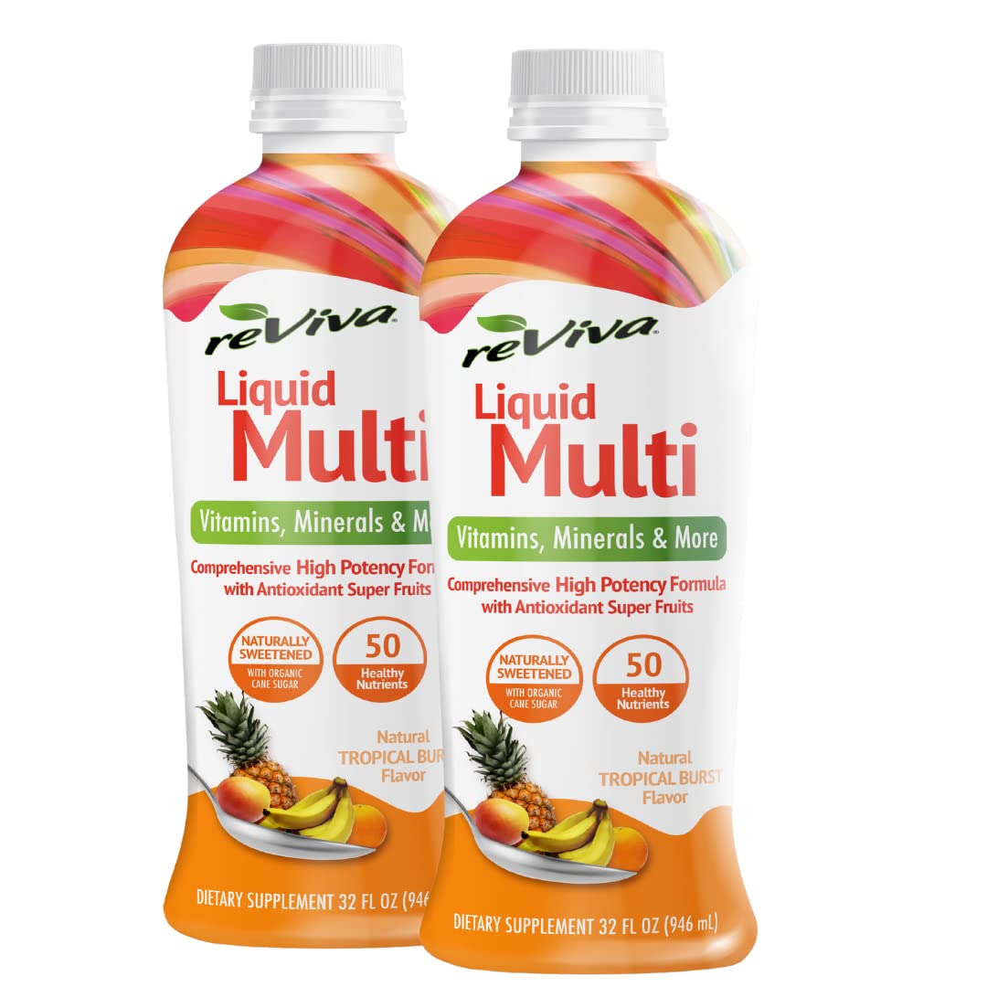 ReViva Liquid Multivitamin Twin Pack bottle 1 - 32 oz, Tropical Burst flavor