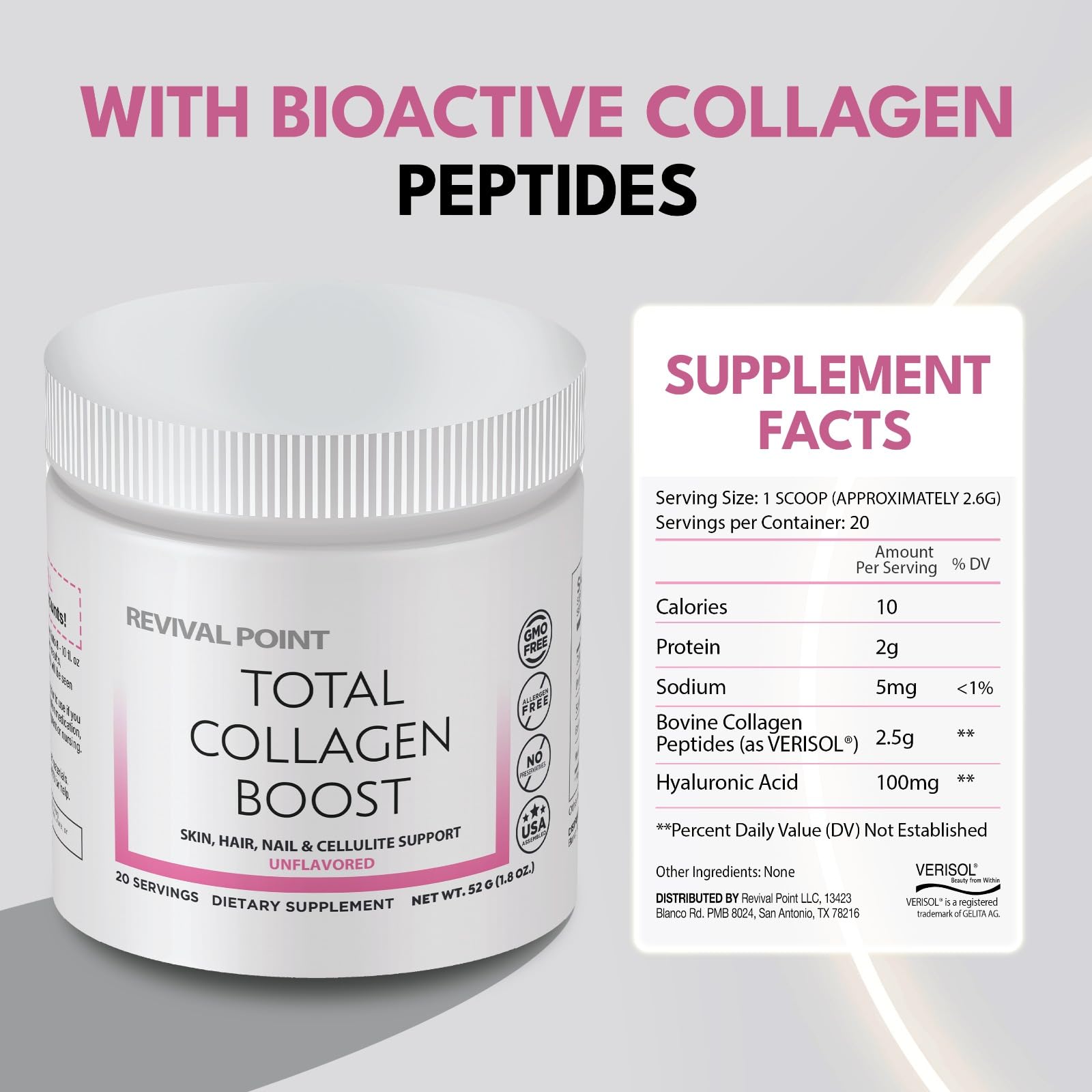 Hyaluronic acid ingredient in Total Collagen Boost formula
