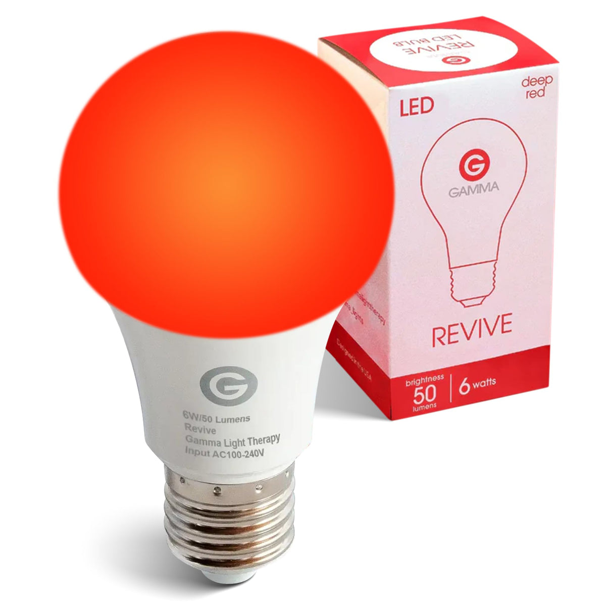 Revive 670nm red light bulb in a bedroom lamp creating a sleep-friendly glow