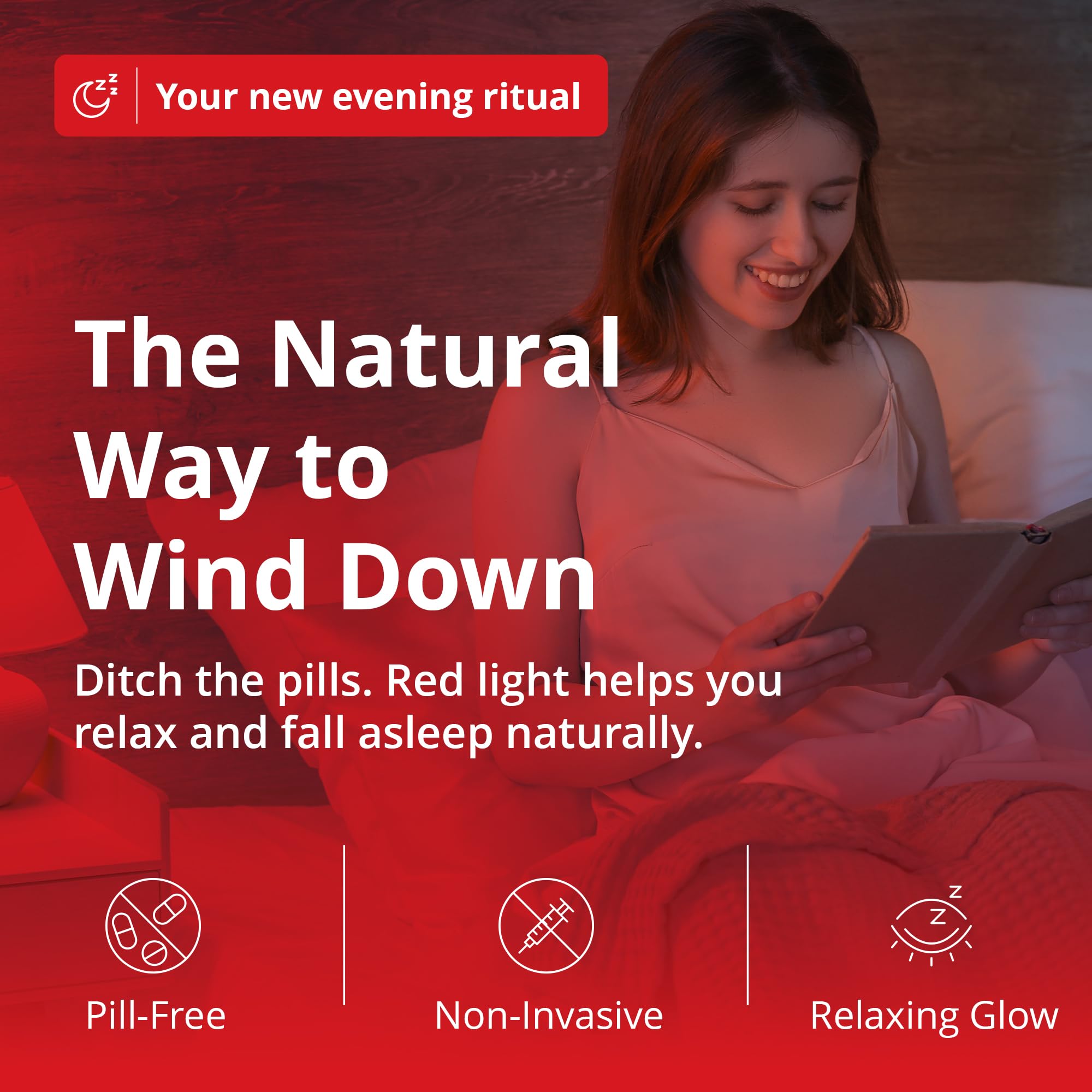 Red 670nm light bulb promotes melatonin and natural sleep