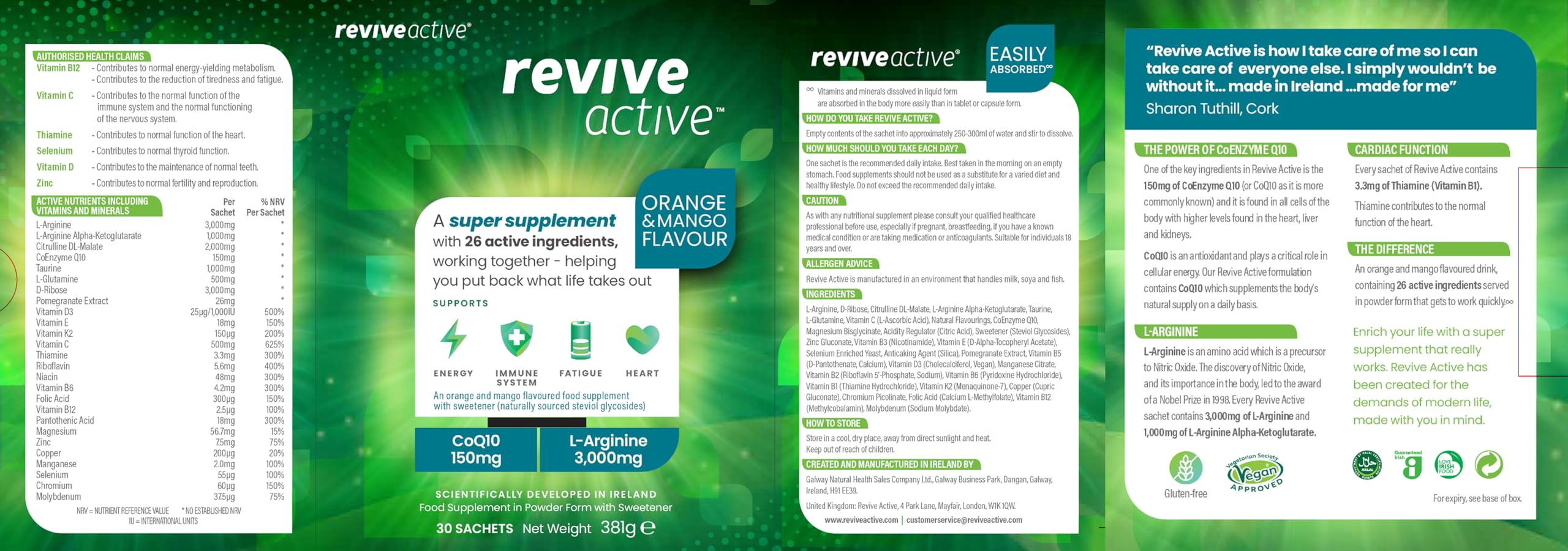 Orange-flavored daily sachet of Revive Active
