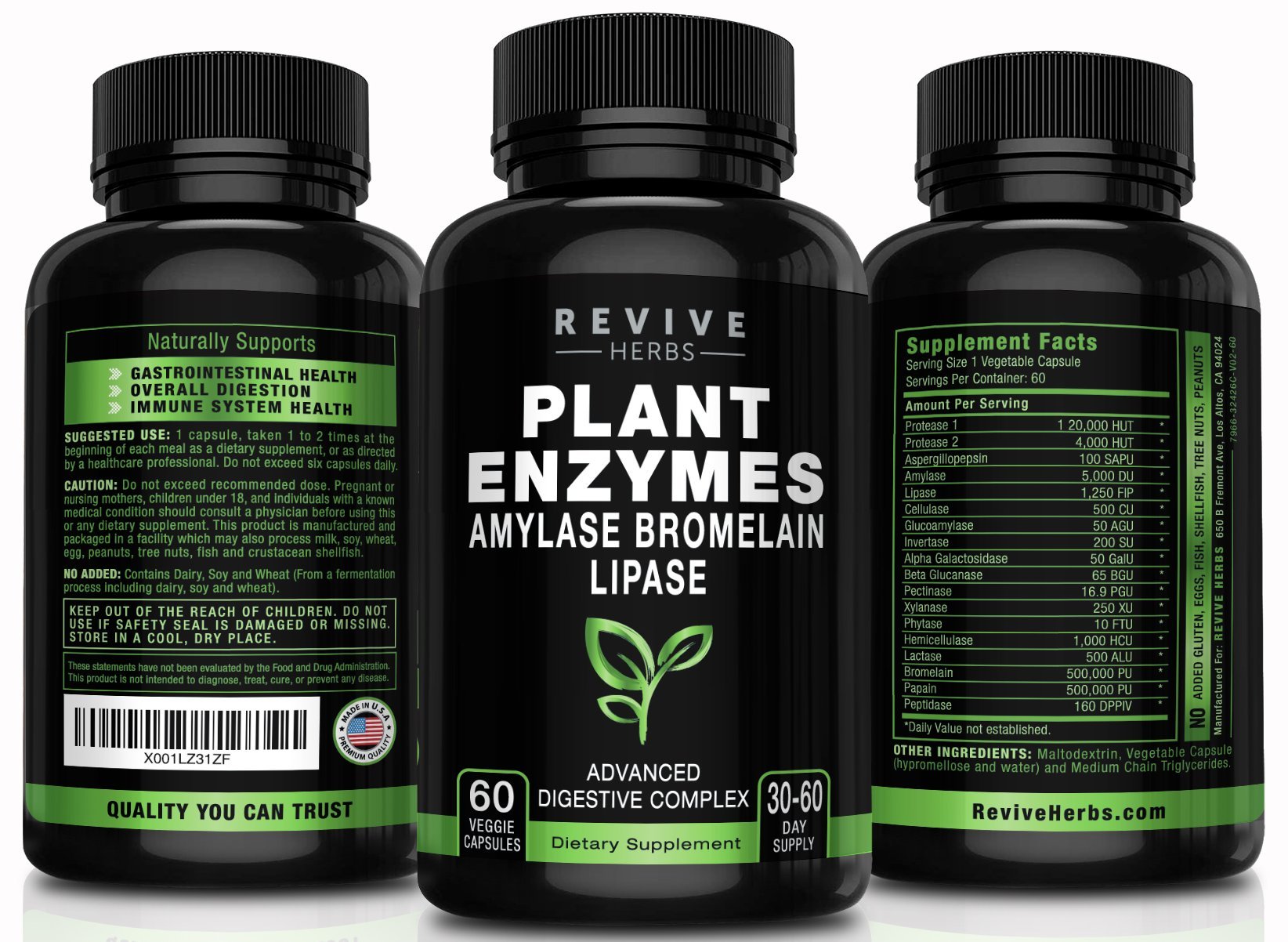 Plant-based digestive enzyme formula in use