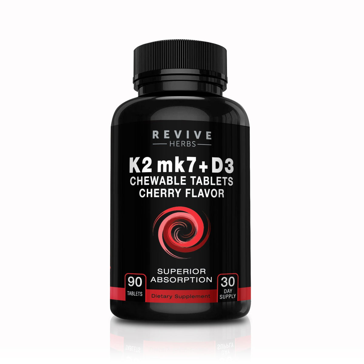 Hero shot of Revive Herbs Vitamin K2 D3 cherry chewable tablets