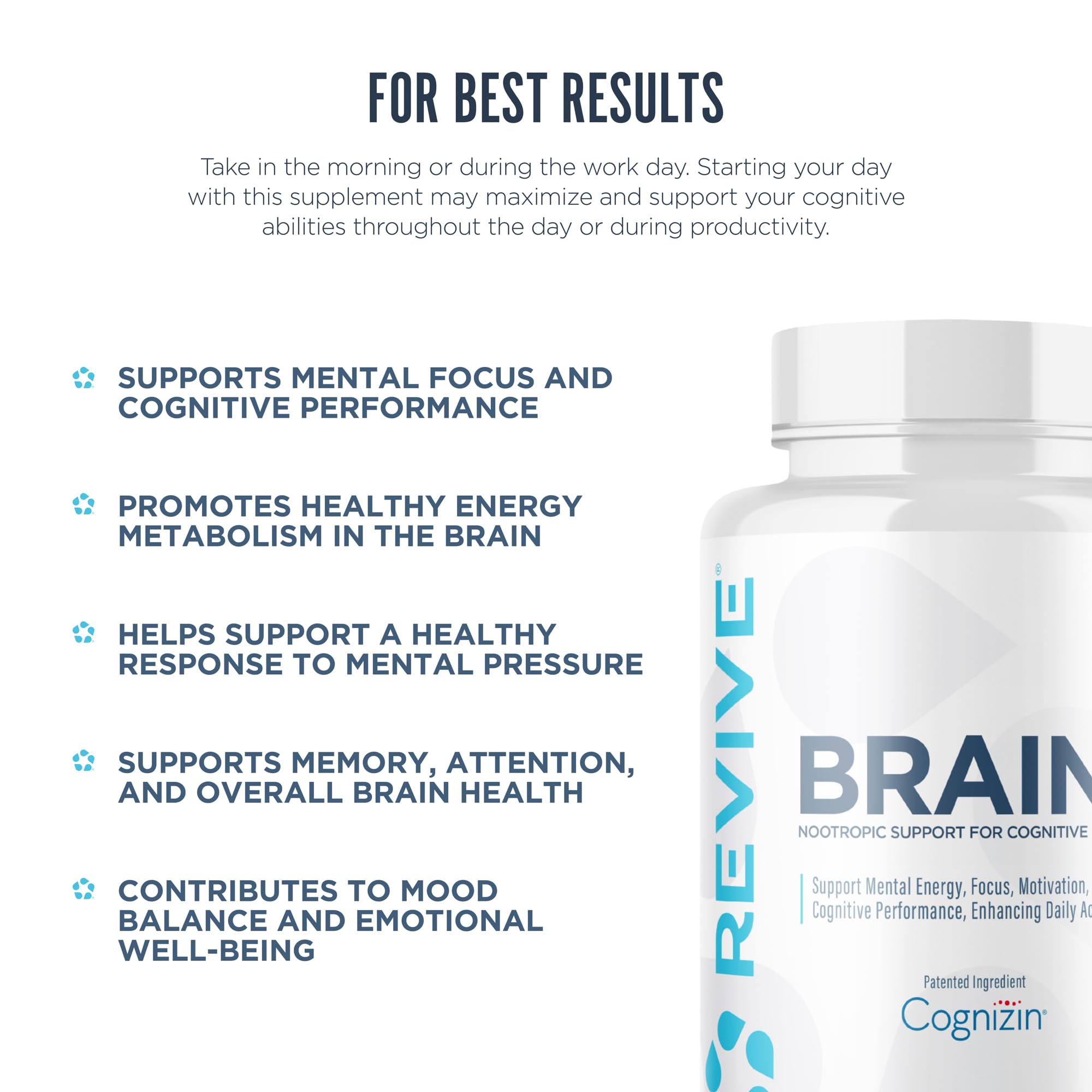Nutrition facts and ingredients panel of Revive MD Brain