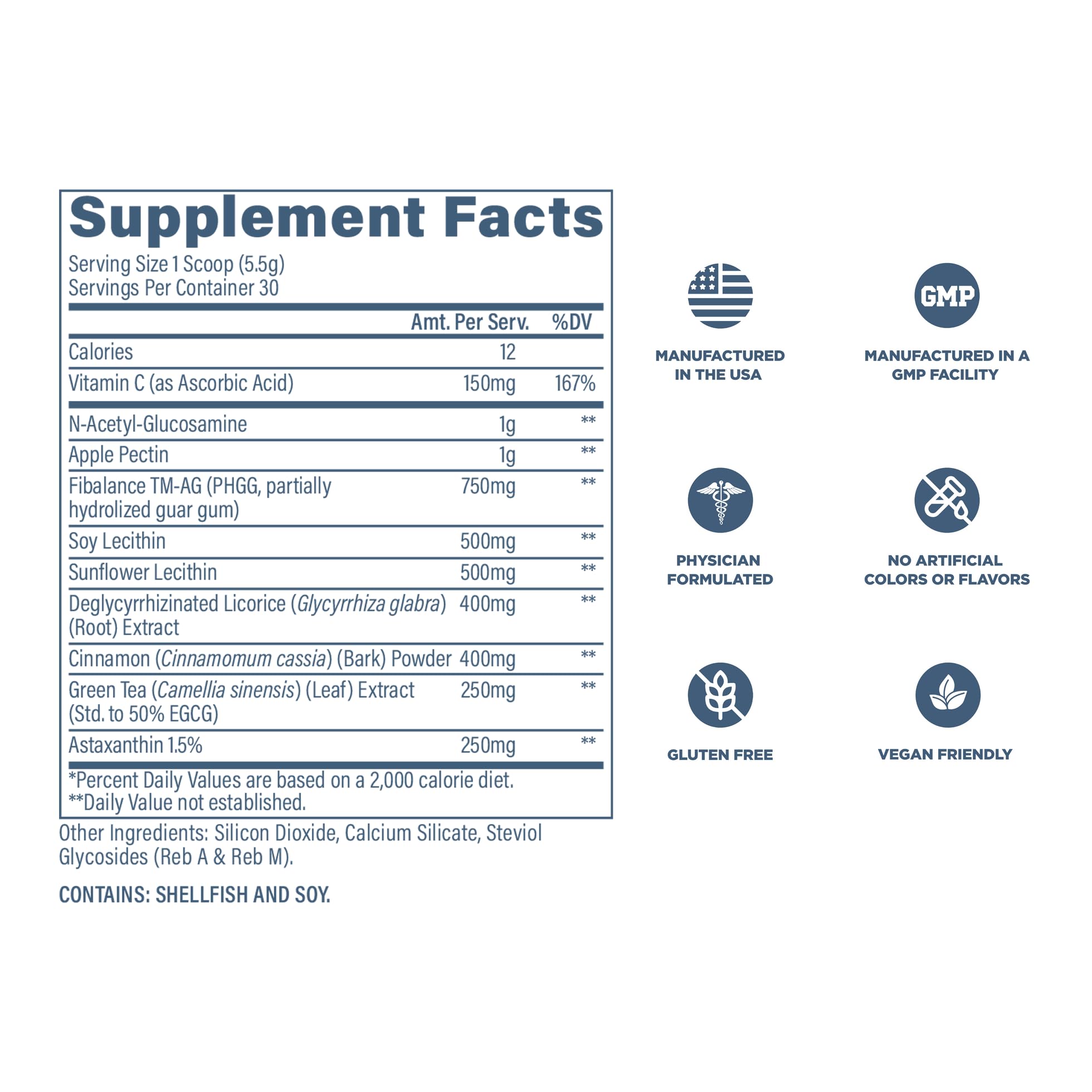 Nutritional facts panel for Revive MD GI Plus