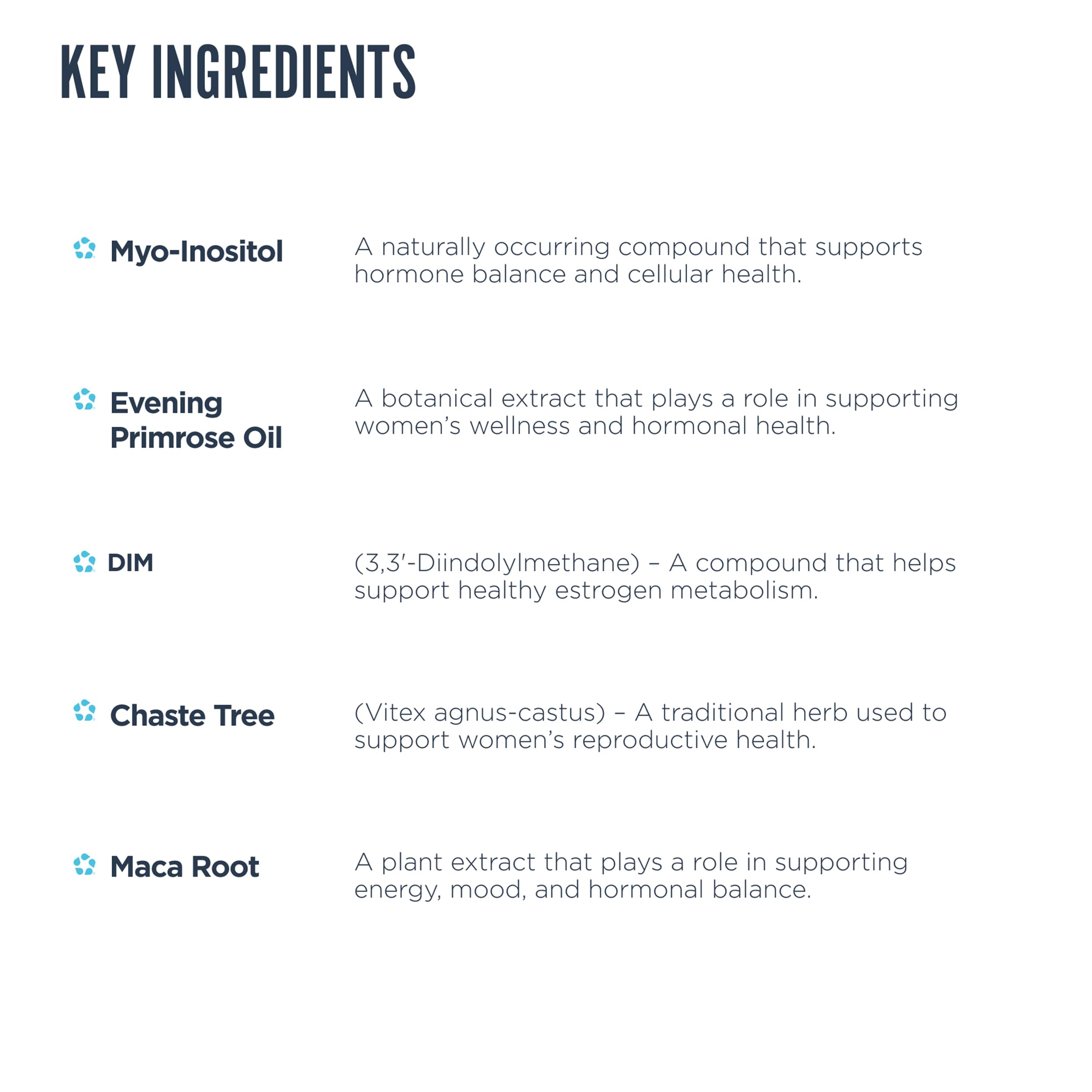 Label detail showing key ingredients on Revive MD Hormone Balance