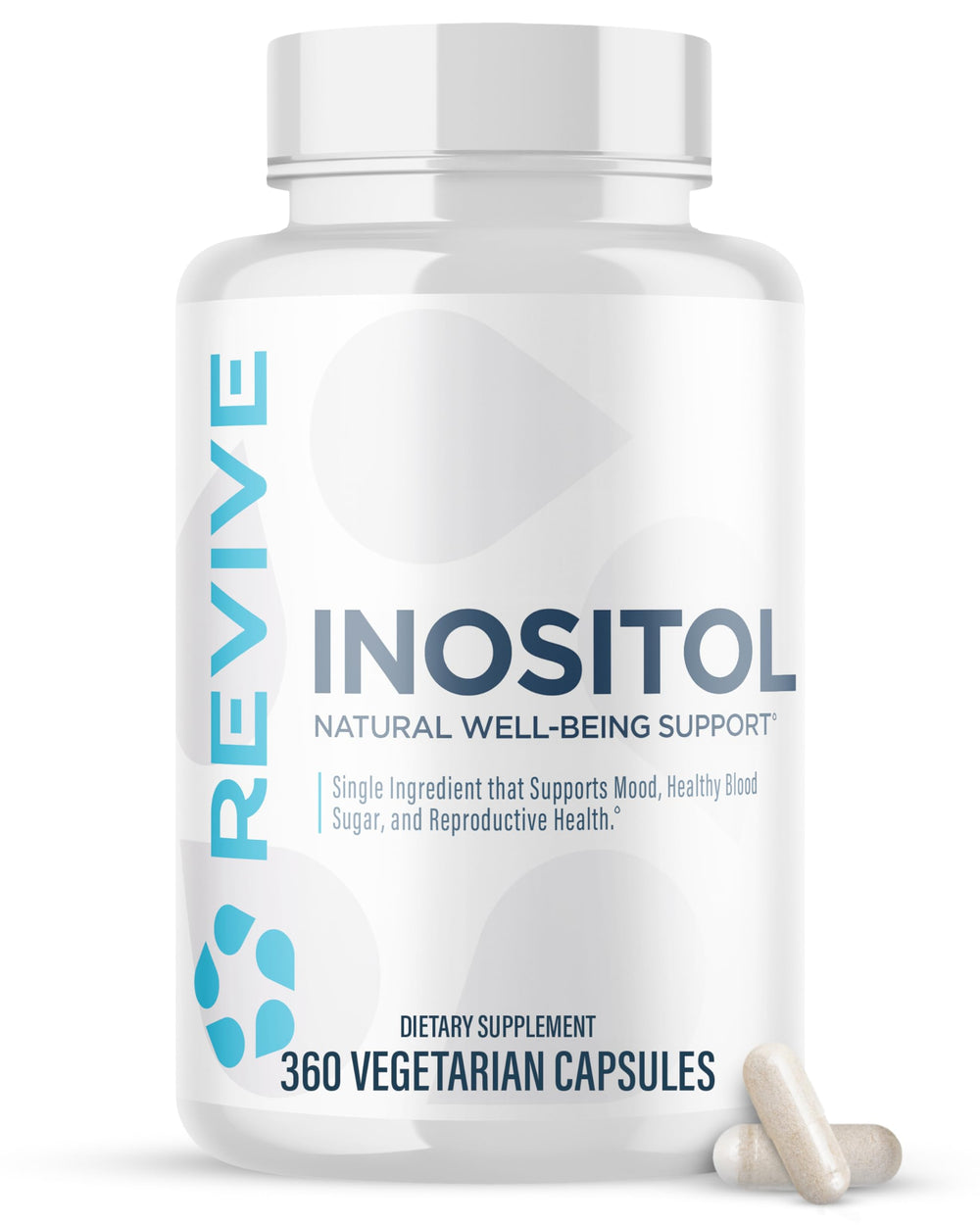 Revive MD Inositol supplement bottle labeled vegan friendly gluten free