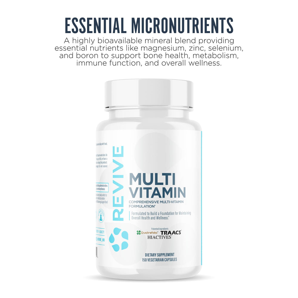 Revive MD Multi-Vitamin capsules spilling from bottle