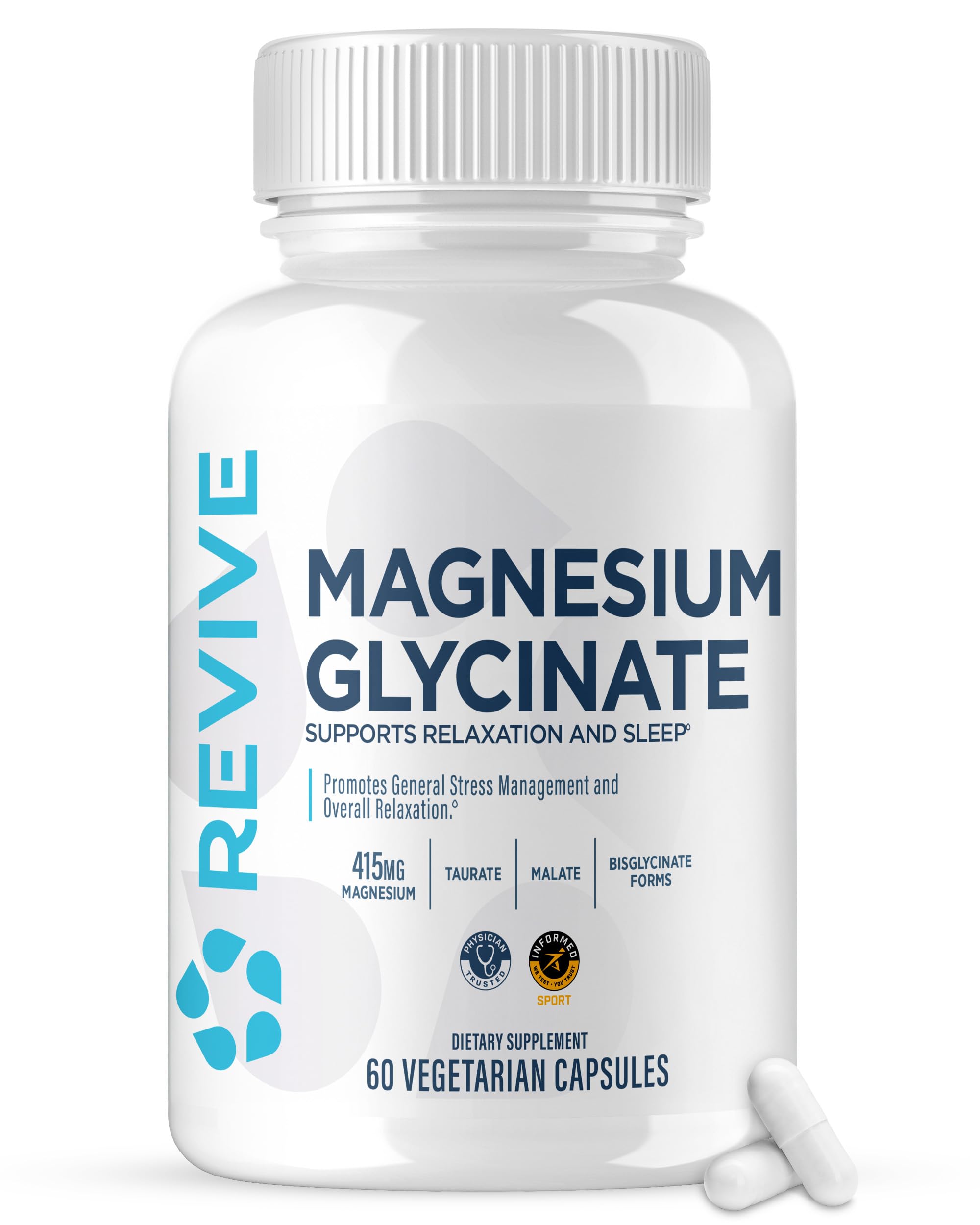 Revive MD Pure Magnesium Glycinate 200mg bottle – 60 servings