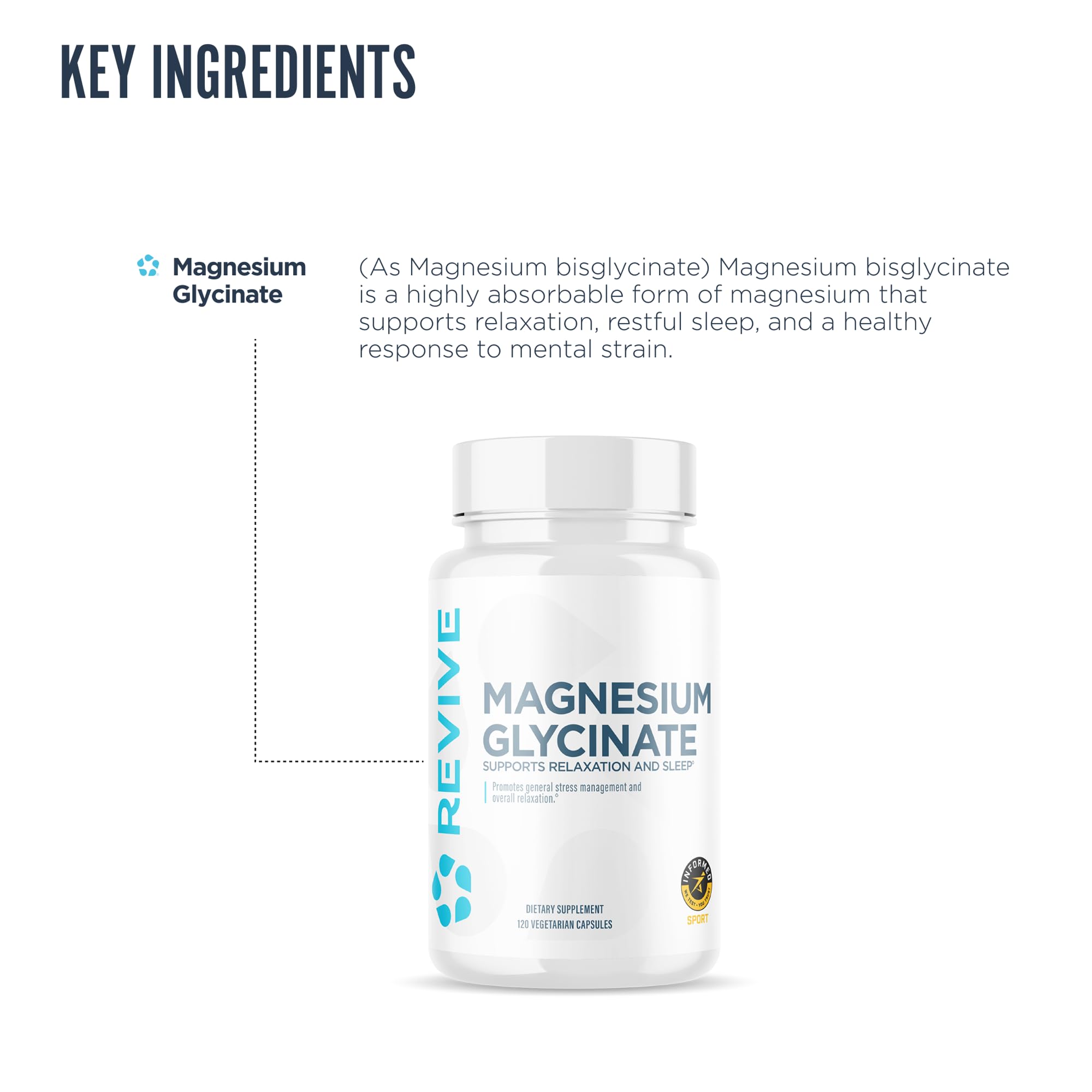 Supplement facts label for Revive MD Magnesium Glycinate 200mg