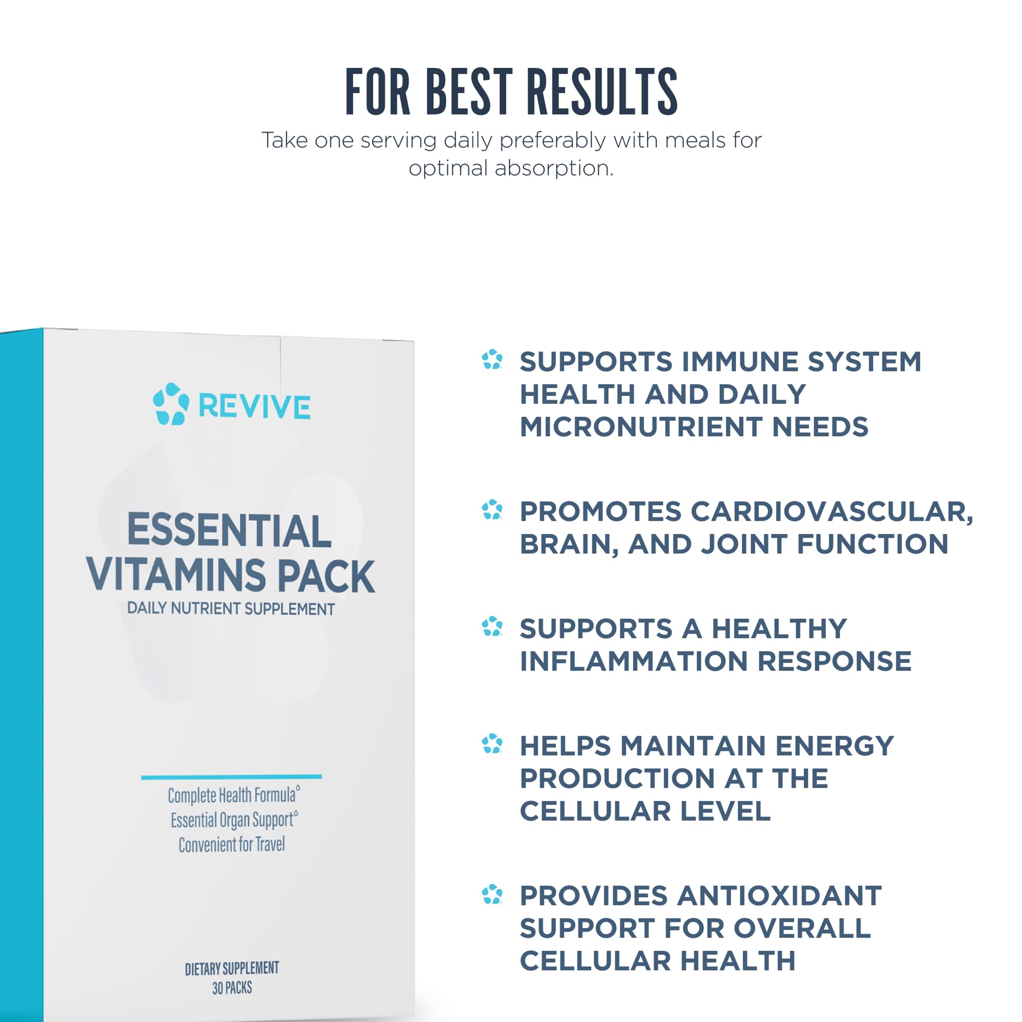 Single VitaPack daily serving packet ready to take