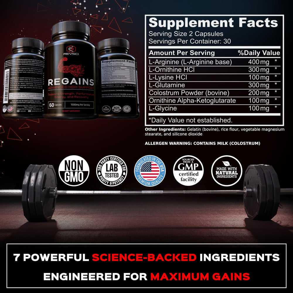 Regains pills closeup highlighting compact capsules for post workout recovery