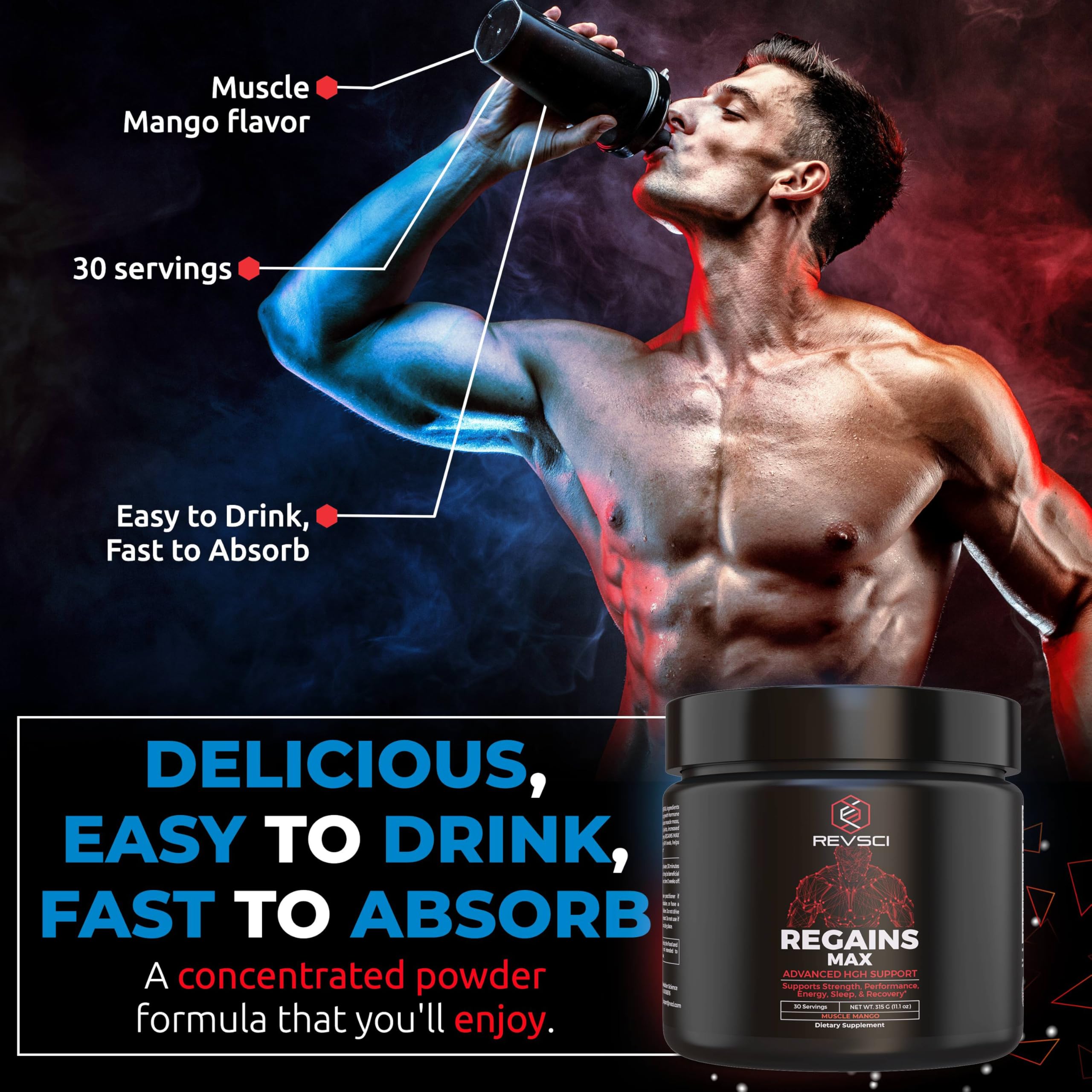 Revolution Science Regains Max improves energy and endurance for workouts.