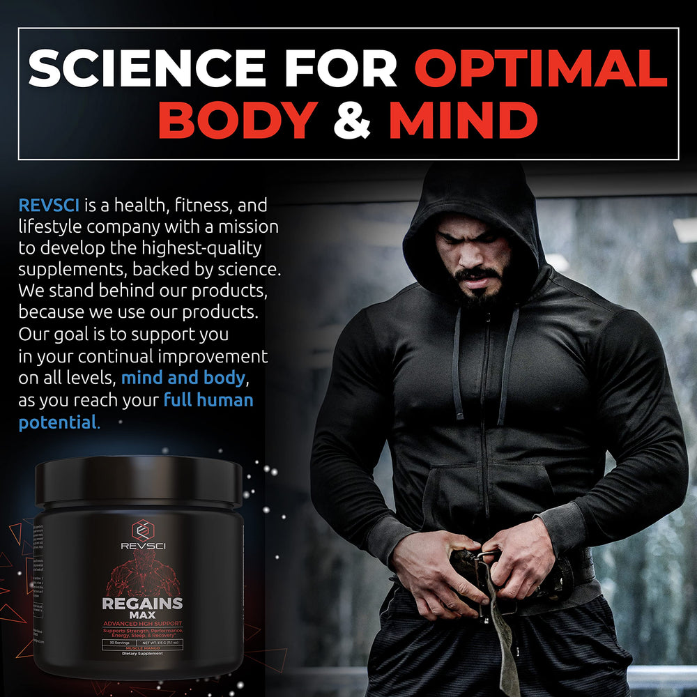Revolution Science Regains Max supports lean mass and performance potential.