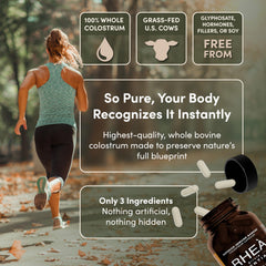 RHEA Essentials colostrum capsules for immune support and digestion