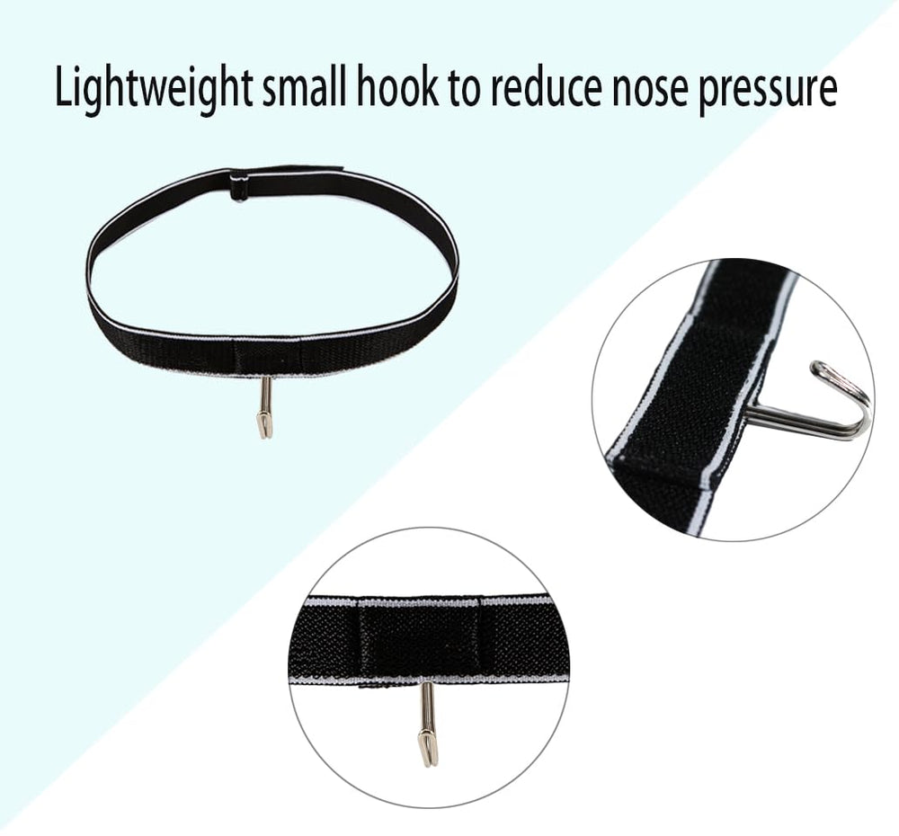 Extended-hook nose surgery eyeglasses bracket close-up