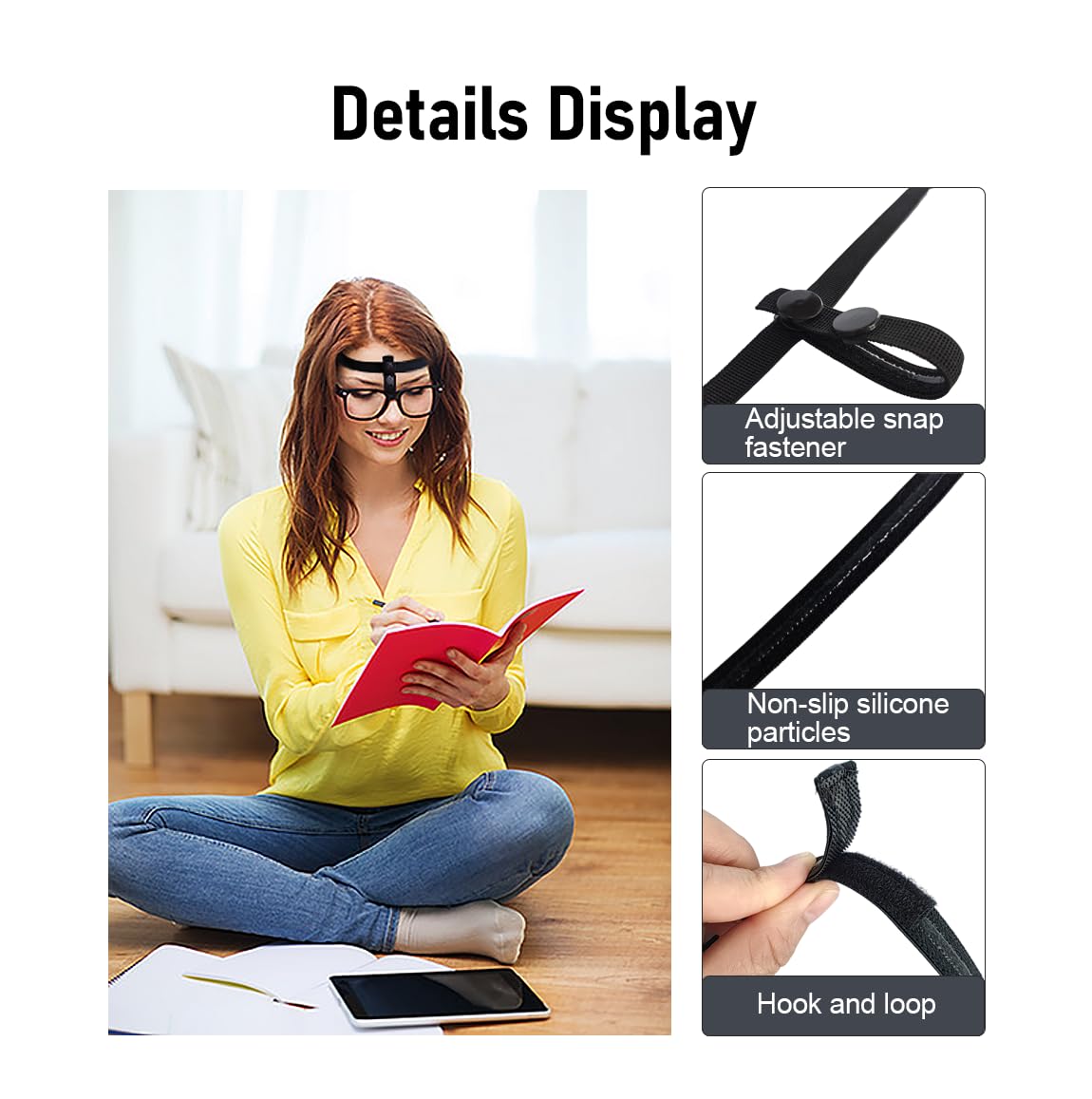 One package showing four headband-type glasses holders included