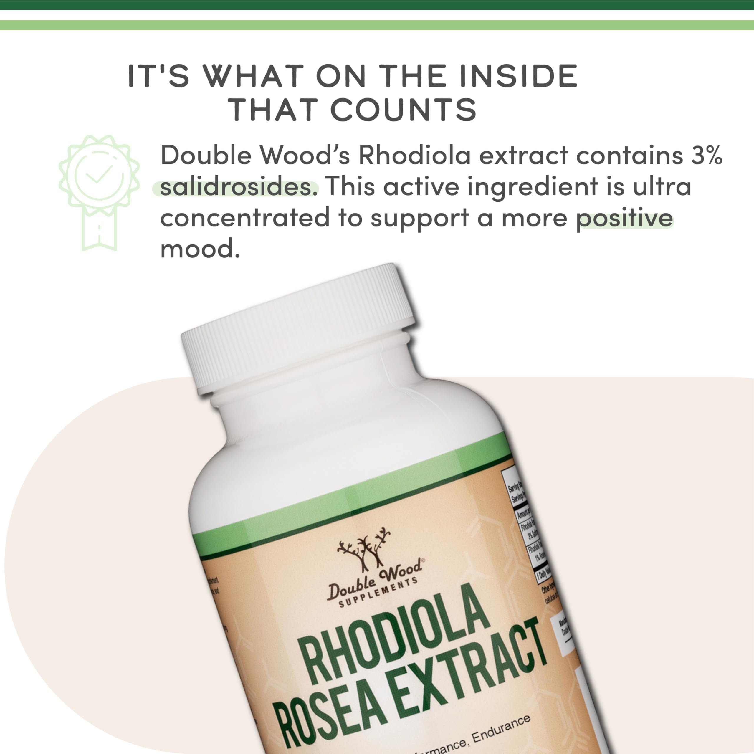 Third-party testing seal on Rhodiola Rosea packaging