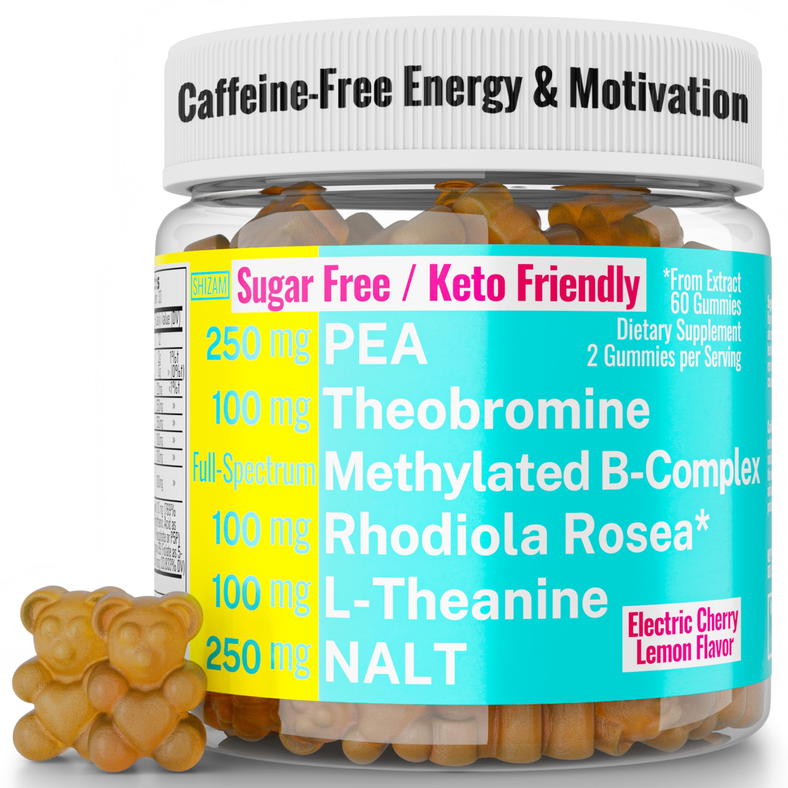 Front label of Rhodiola Rosea Gummies with NALT and L-Theanine