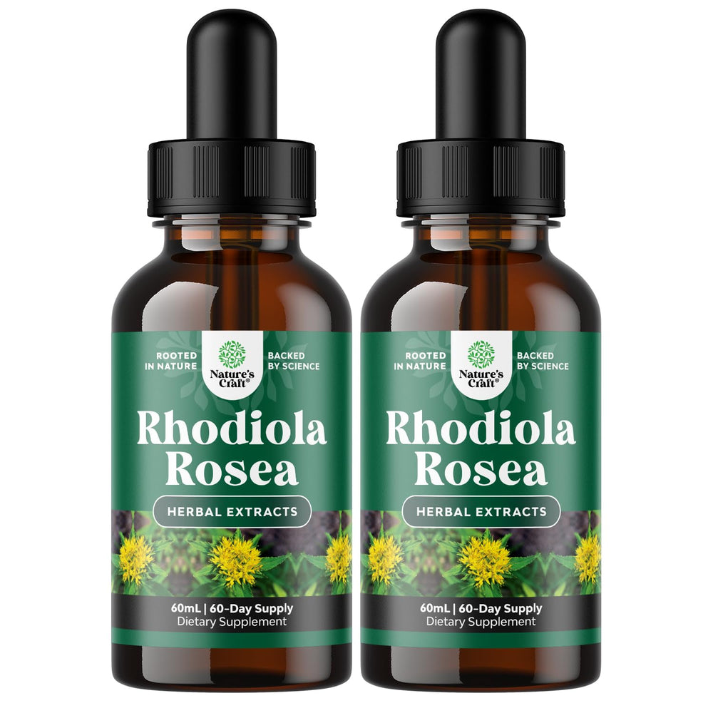 High Potency Rhodiola Rosea tincture bottle with dropper