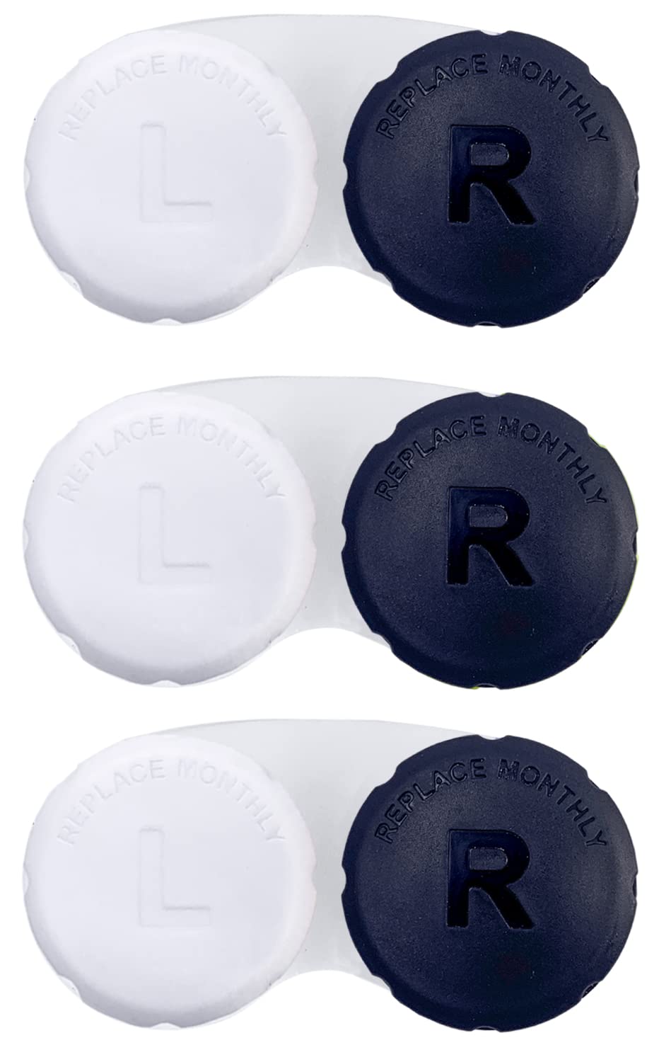 RHUI black travel contact lens case - front view