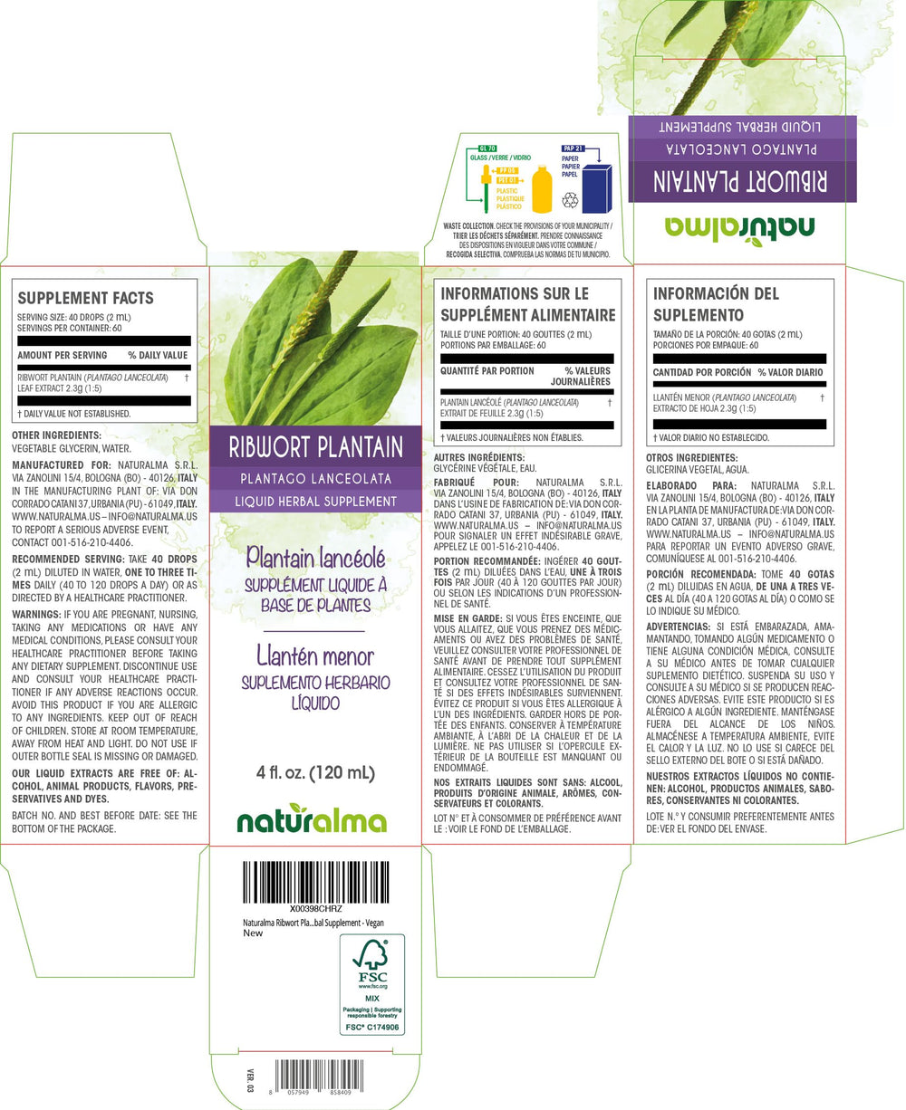 Dropper dispensing ribwort plantain tincture