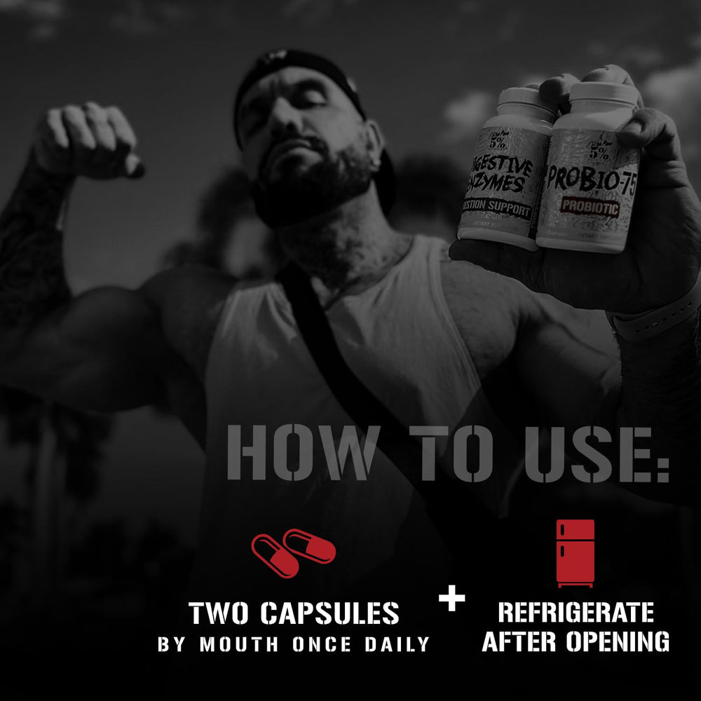 Capsules of Rich Piana Probio-75 probiotic supplement