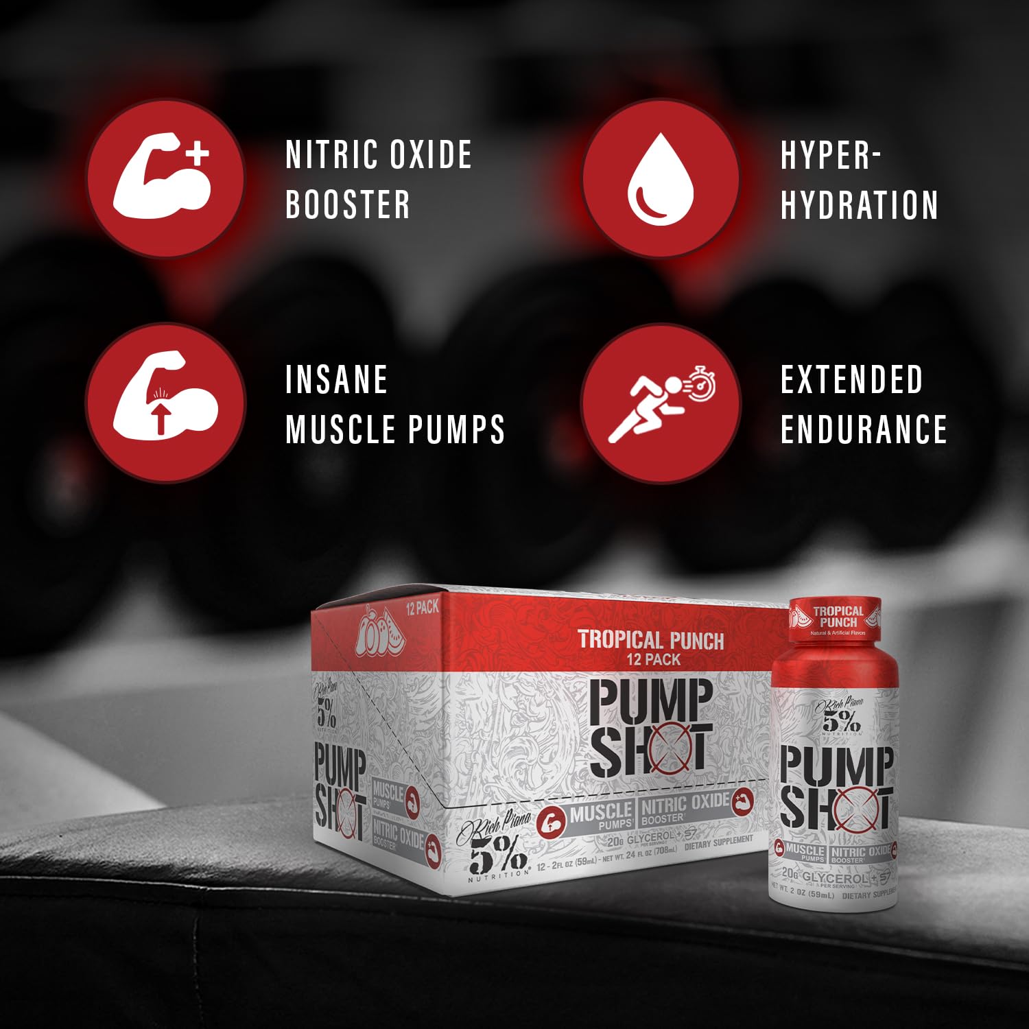 Ready-to-drink Pump Shot bottle for workouts