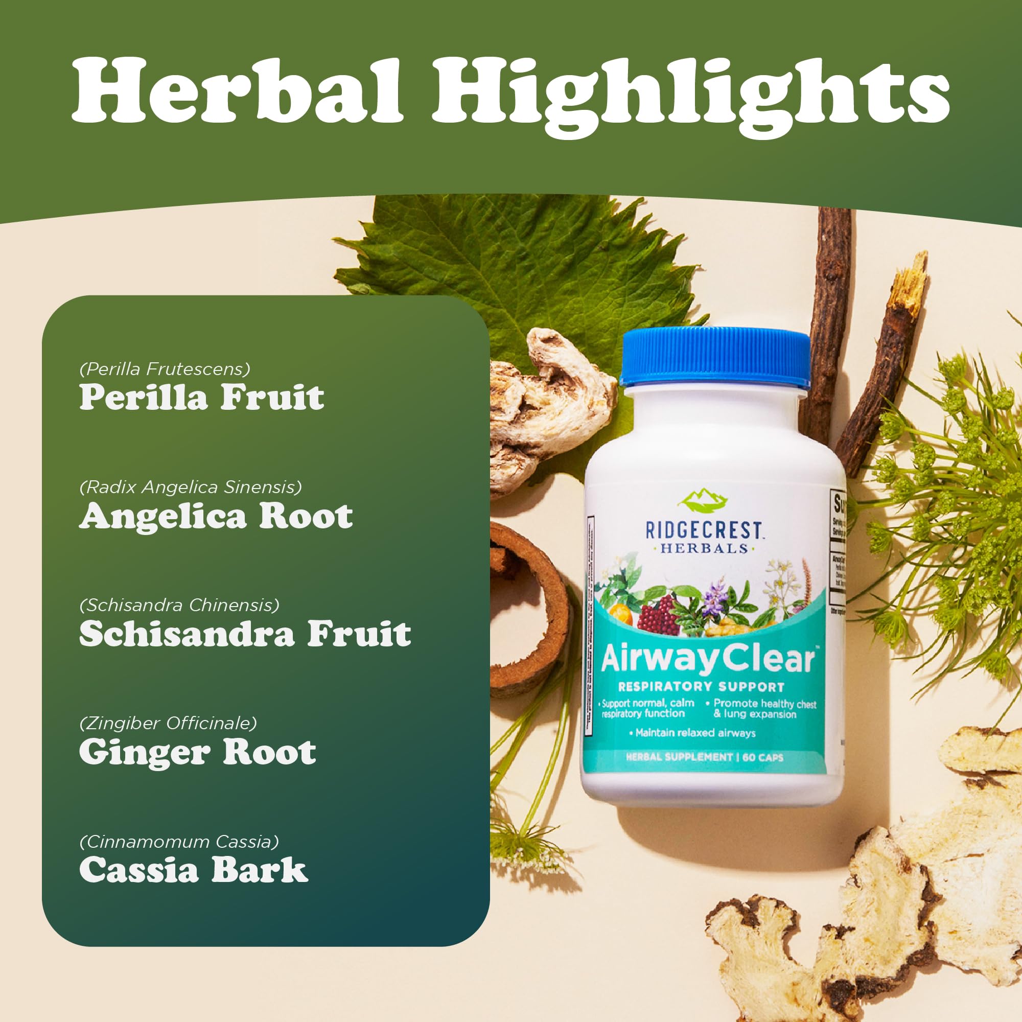 60 vegan capsules packaging of Ridgecrest AirwayClear