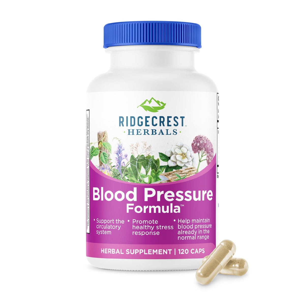 RidgeCrest Blood Pressure Formula bottle – 120 count