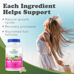 RidgeCrest Hair ReVive bottle back label with supplement facts