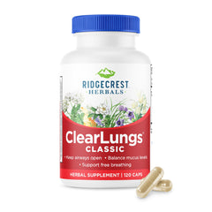 Bottle of Ridgecrest Herbals ClearLungs Classic 120 capsules