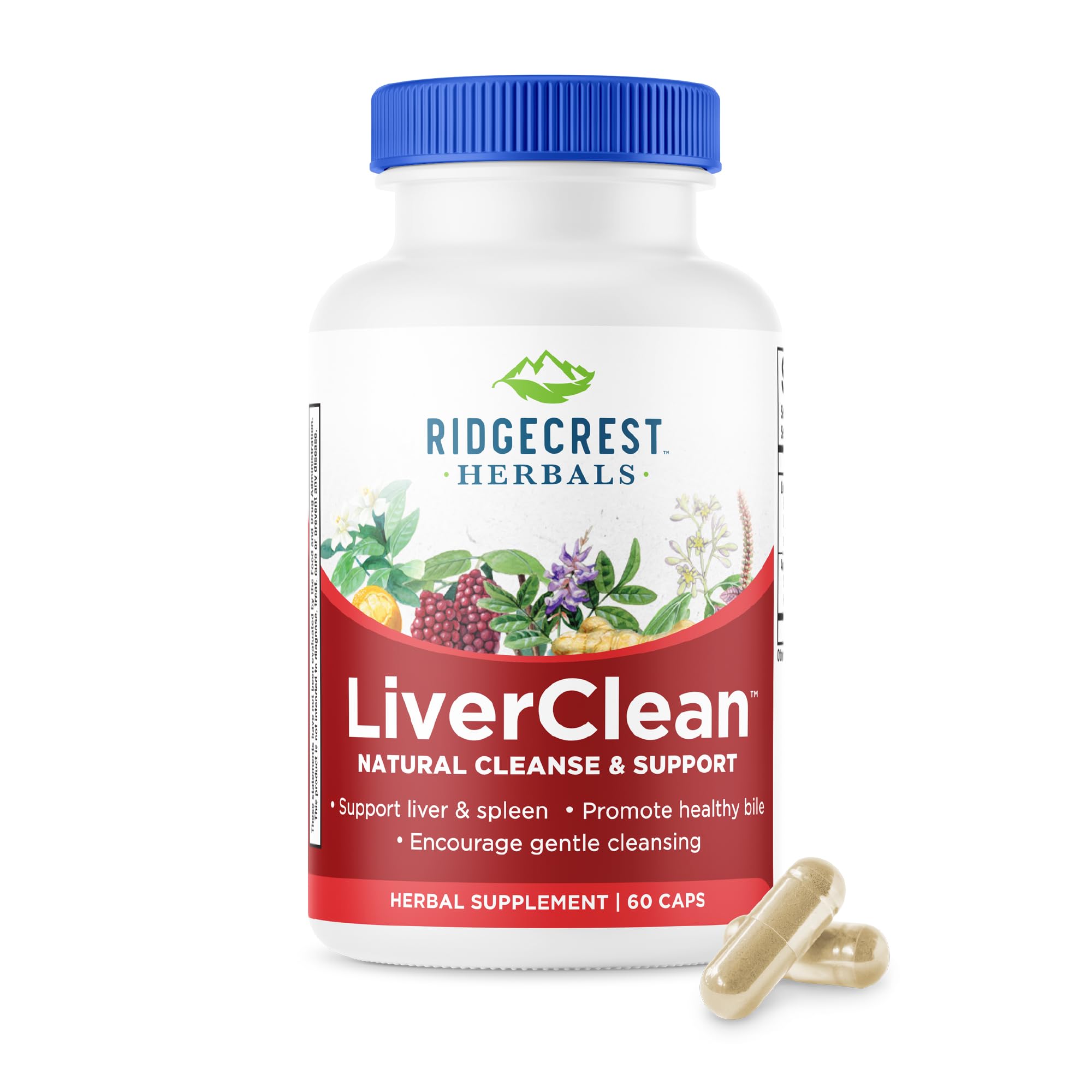 Bottle of Ridgecrest LiverClean herbal liver support supplement