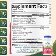 Illustration of PhysiQOL ingredients including turmeric, boswellia and others