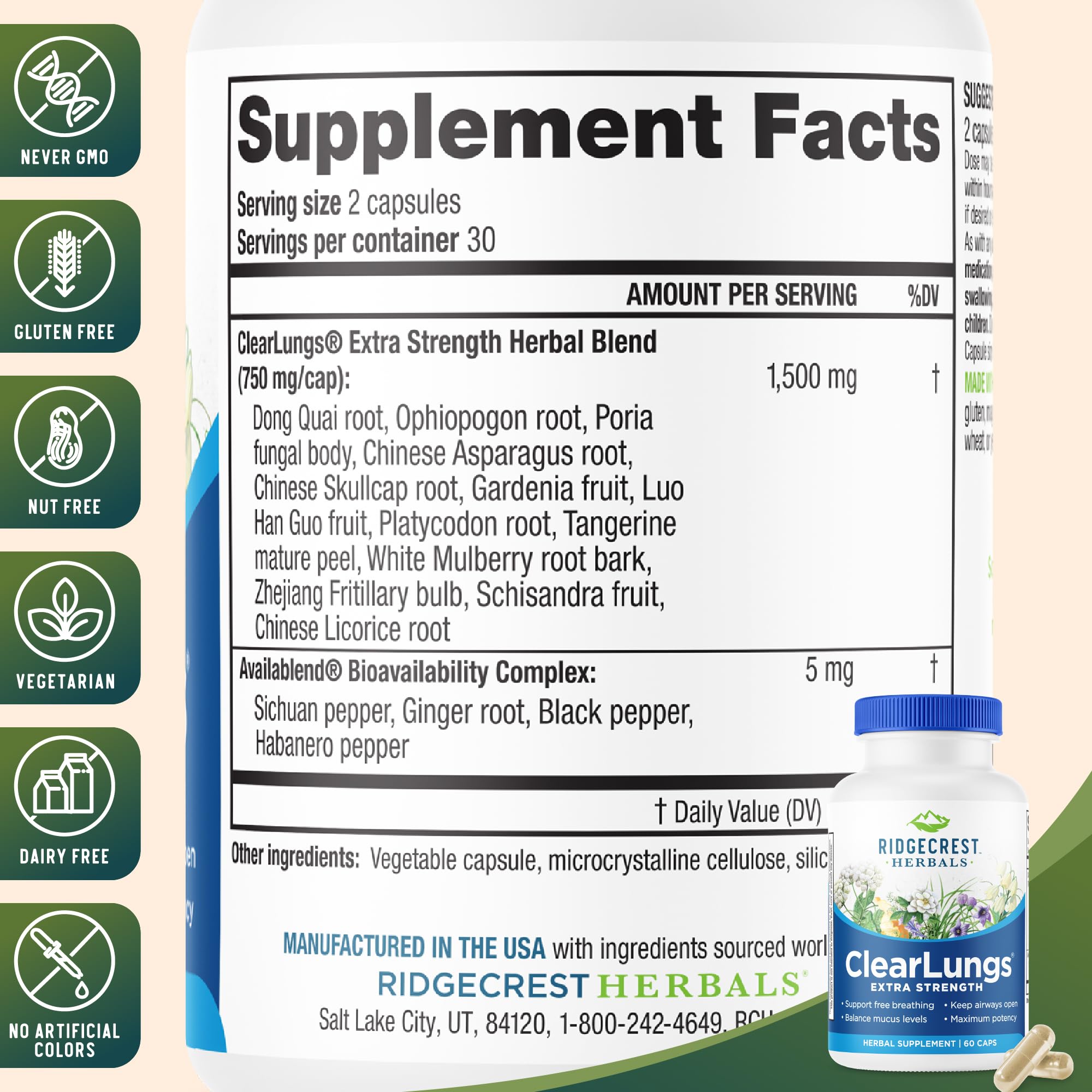 Front label of ClearLungs Extra Strength product