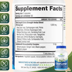 Front label of ClearLungs Extra Strength product