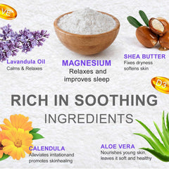 Lavender magnesium lotion being applied to leg