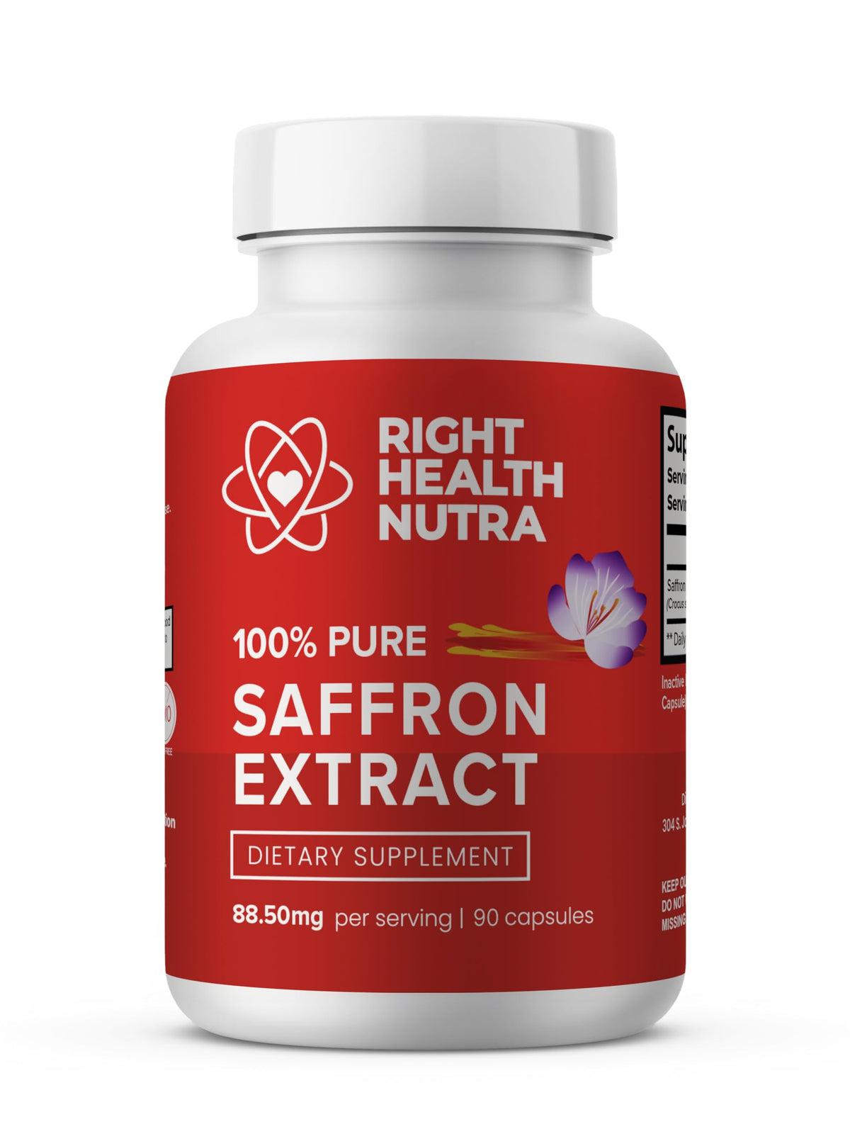 Bottle of Right Health Nutra Saffron Supplements – 90 capsules, USA made