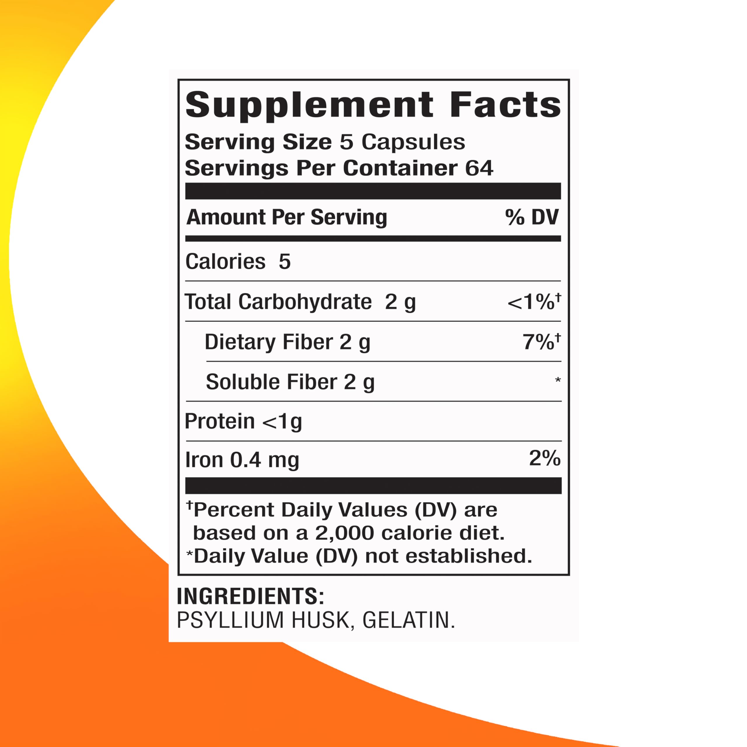 Close-up of psyllium husk capsules showing 500mg per capsule