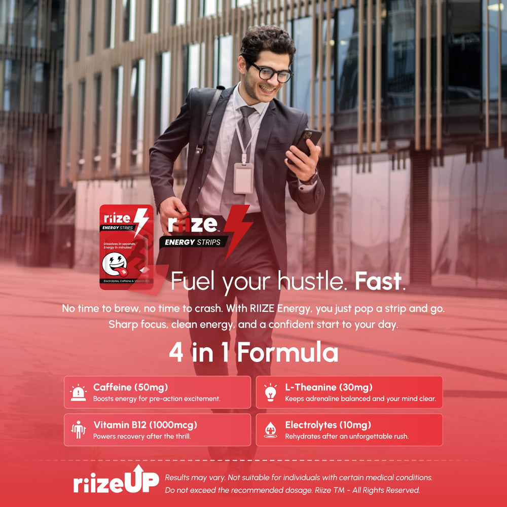 Riize Energy Strips packaging showing eco-friendly design