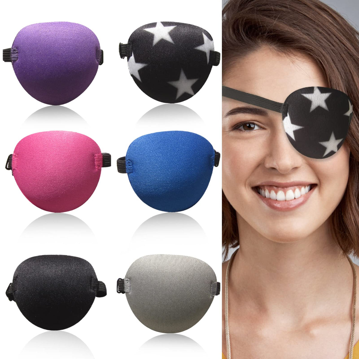 RIKEYO 6pcs eye patches in assorted colors